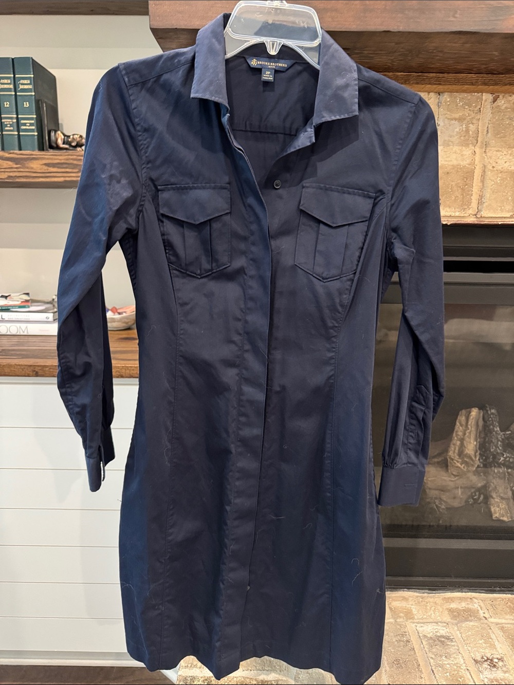 Brooks Brothers 2P Navy Long-Sleeve Shirt Dress - Classic Women's Dress